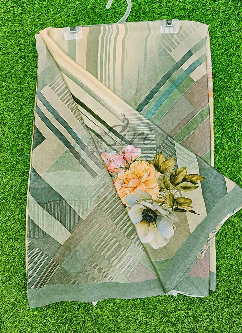 Beautiful Digital Print Crepe Silk Saree