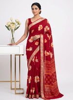 Load image into Gallery viewer, Beautiful Printed Chinon Crepe Saree