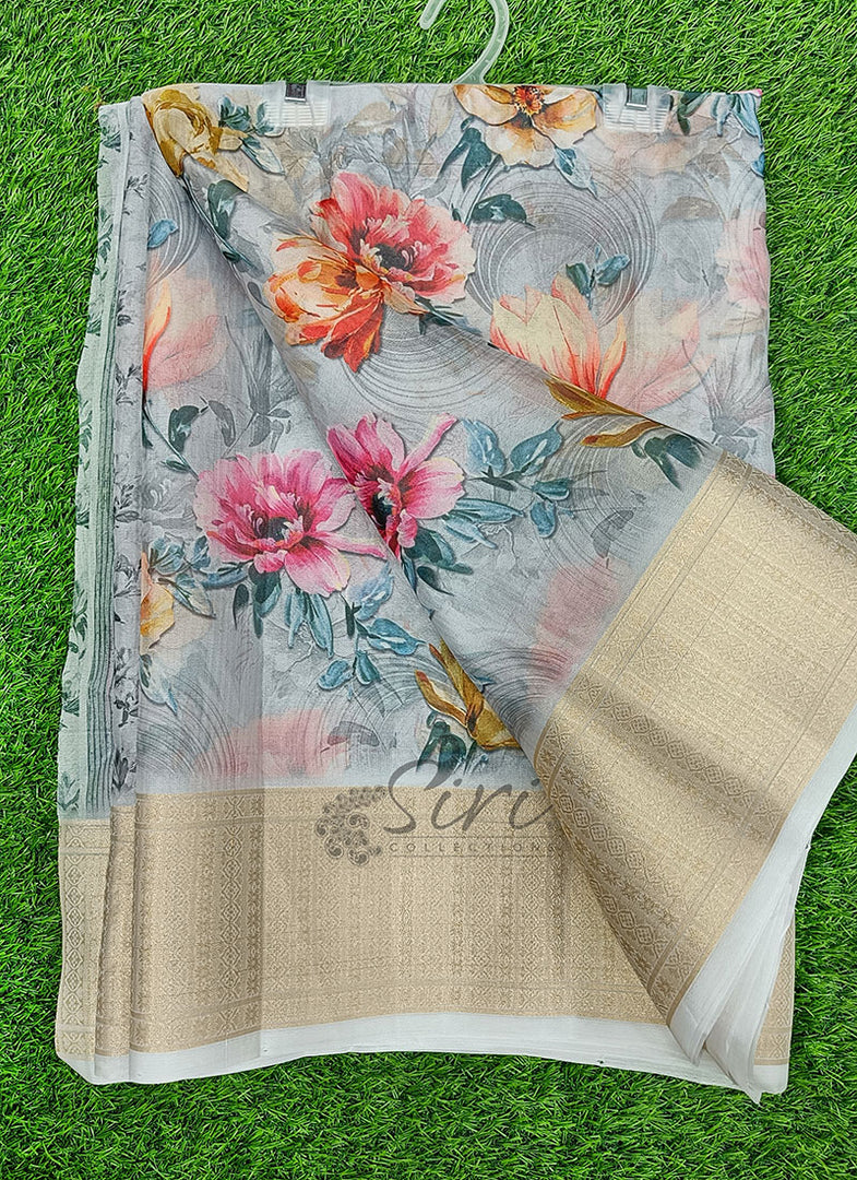 Lovely Soft Crepe Organza Saree in Digital Print
