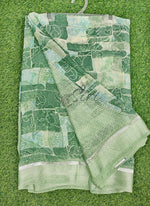 Load image into Gallery viewer, Lovely Moss Georgette Saree in Satin Borders