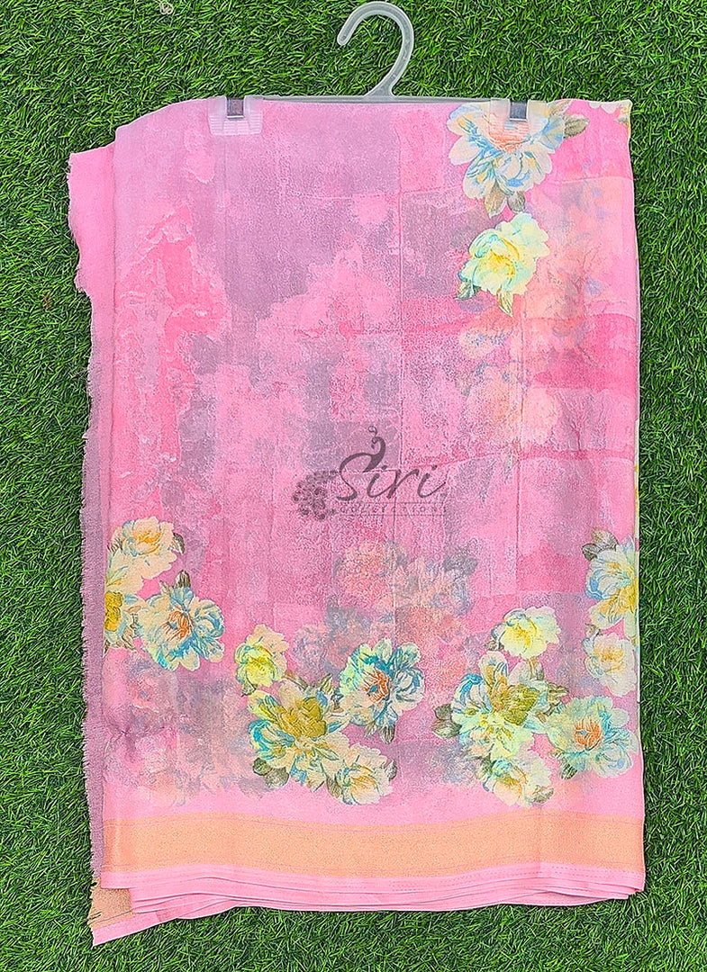 Latest Beautiful Digital Print Georgette Saree