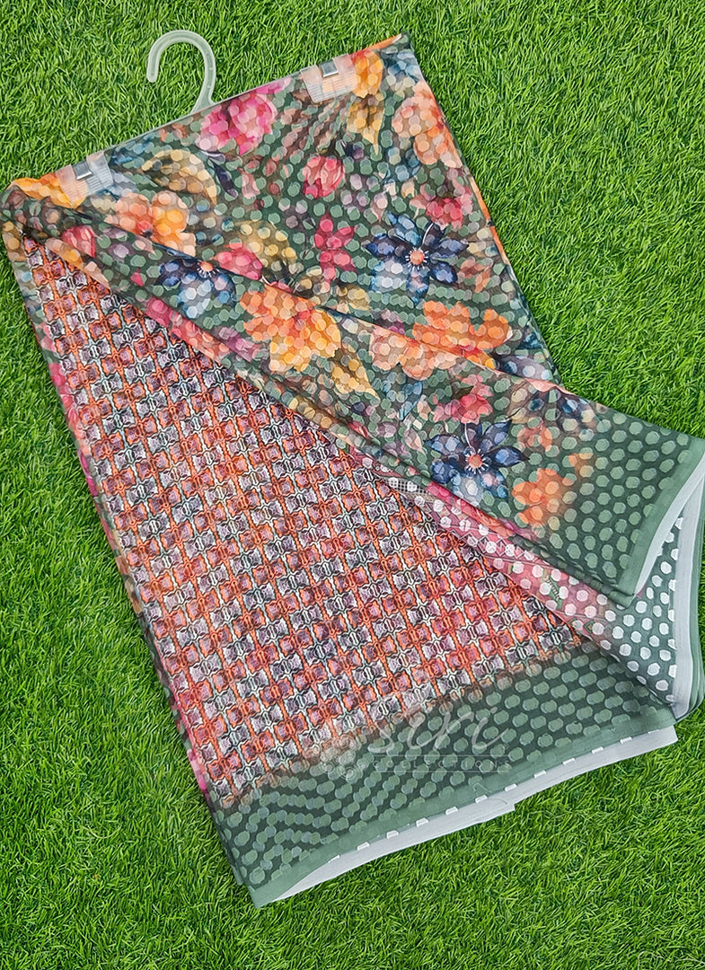 Trendy Digital Print Georgette Saree