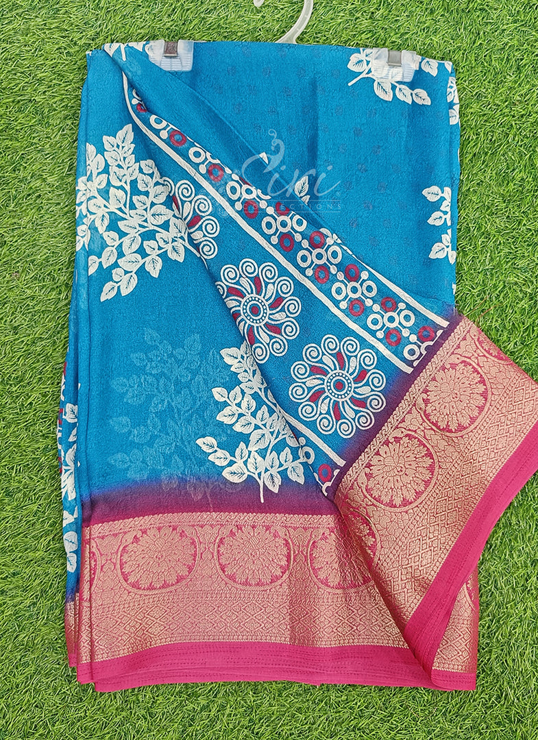 Latest Printed Moss Georgette Saree