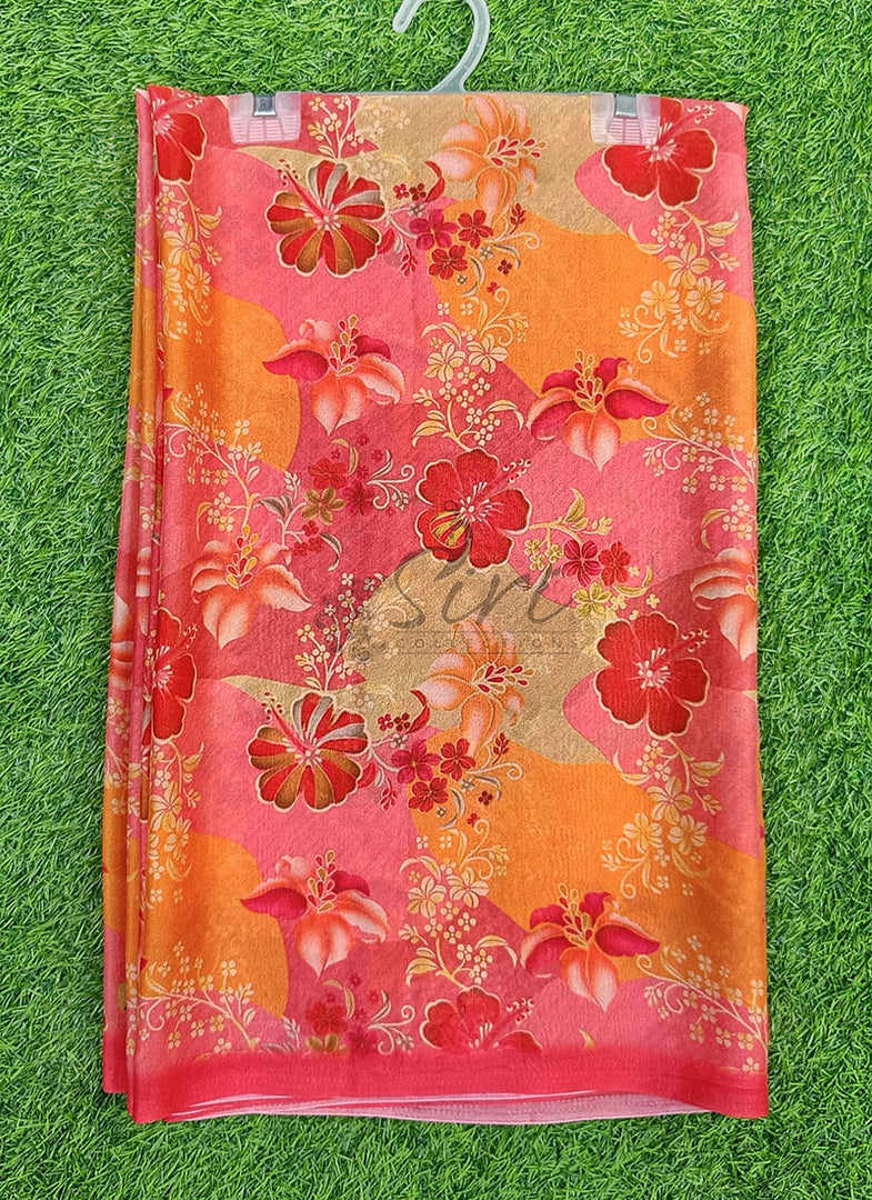 Latest Digital Print Crepe Georgette Saree