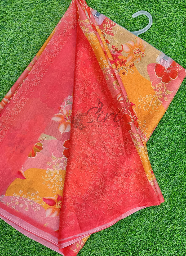 Latest Digital Print Crepe Georgette Saree