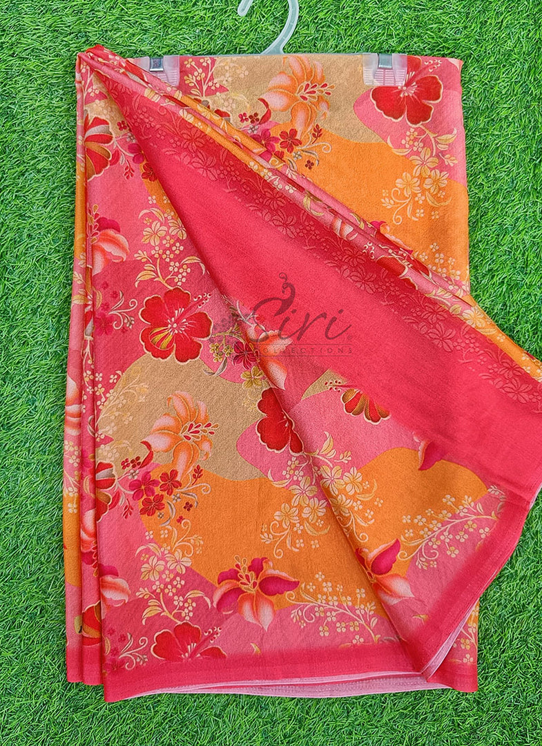 Latest Digital Print Crepe Georgette Saree