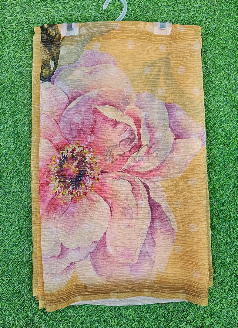 Lovely Digital Print Crush Saree