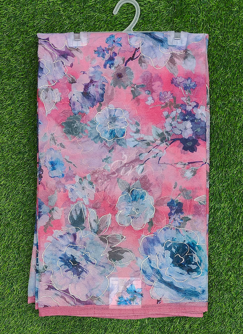 Latest Digital Print Crush Saree with Blouse