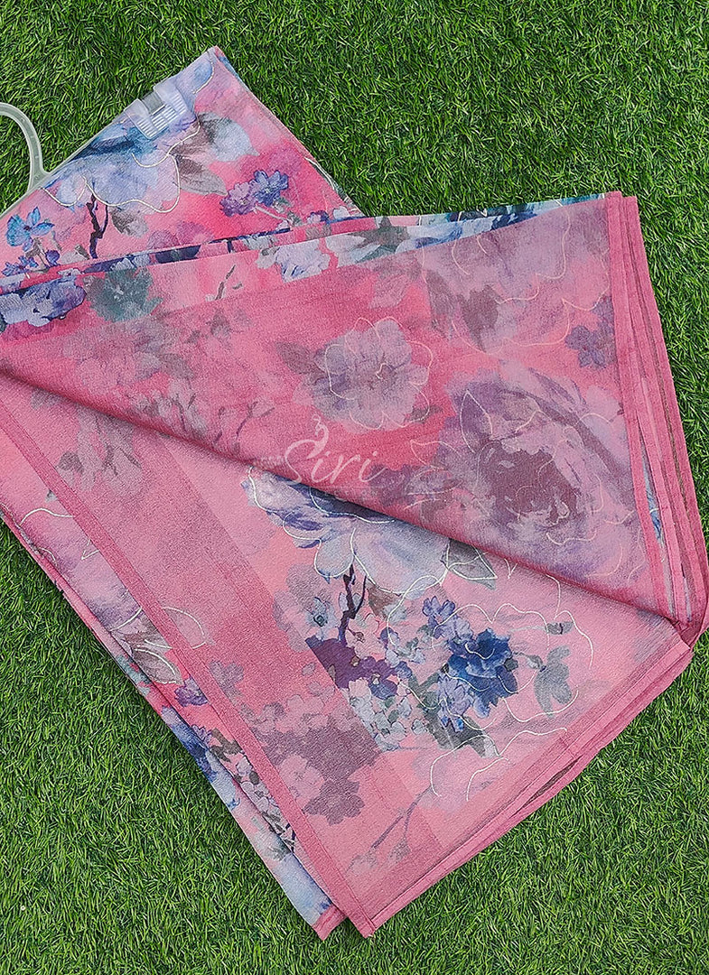 Latest Digital Print Crush Saree with Blouse