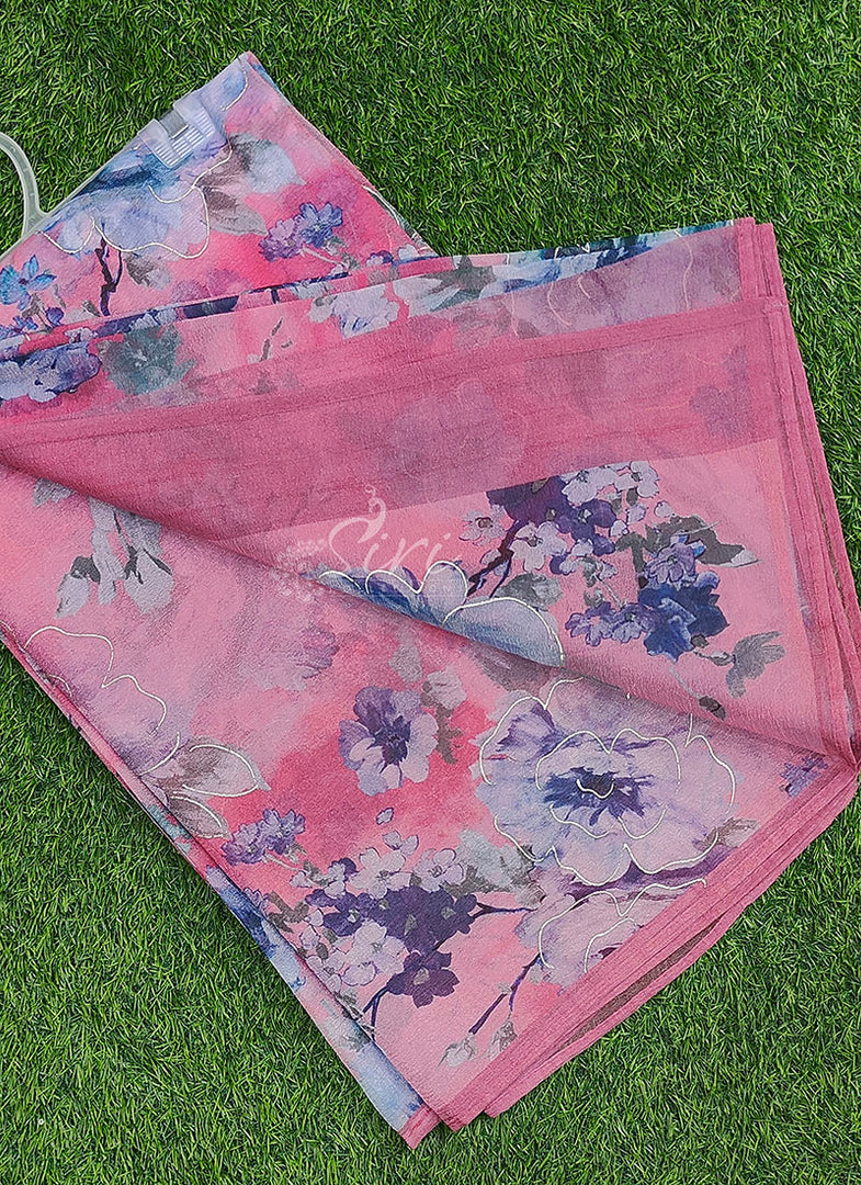 Latest Digital Print Crush Saree with Blouse