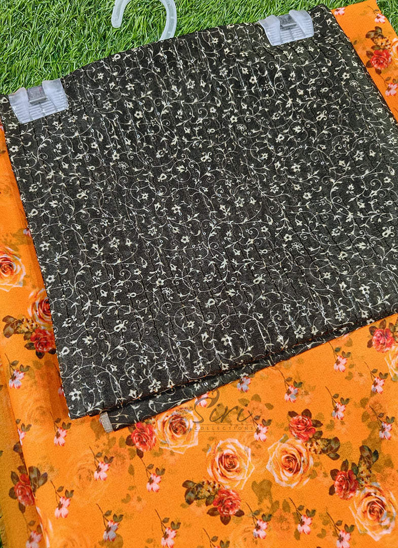 Latest Digital Print Georgette Saree