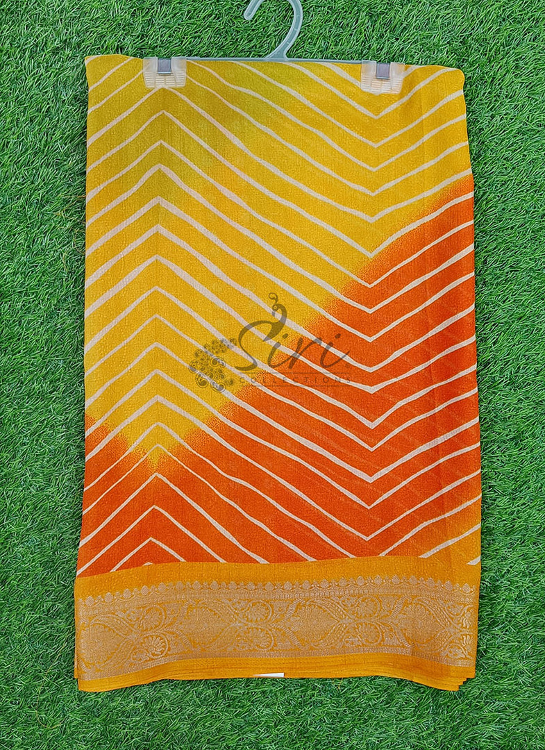 Beautiful Moss Georgette Saree in Leheriya Design