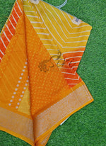 Load image into Gallery viewer, Beautiful Moss Georgette Saree in Leheriya Design