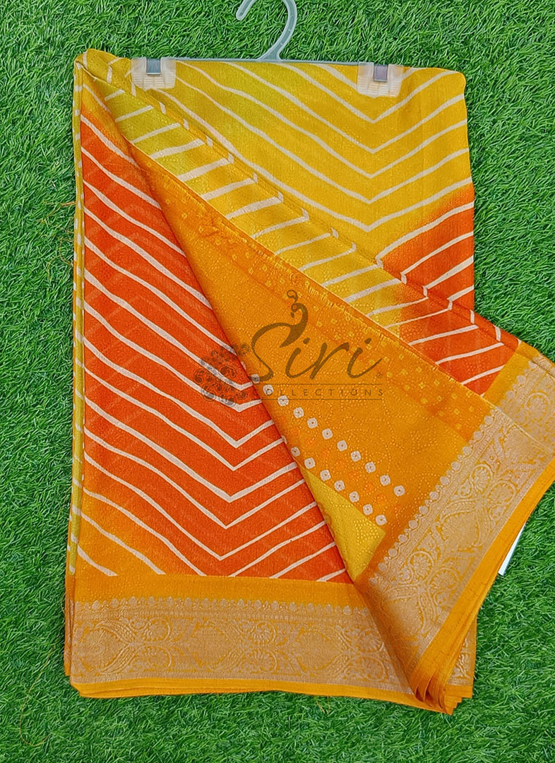 Beautiful Moss Georgette Saree in Leheriya Design