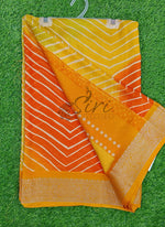 Load image into Gallery viewer, Beautiful Moss Georgette Saree in Leheriya Design