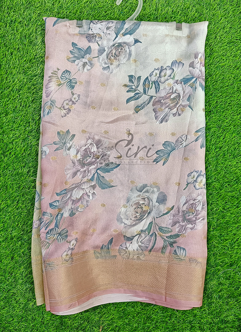 Lovely Digital Print Moss Georgette Saree