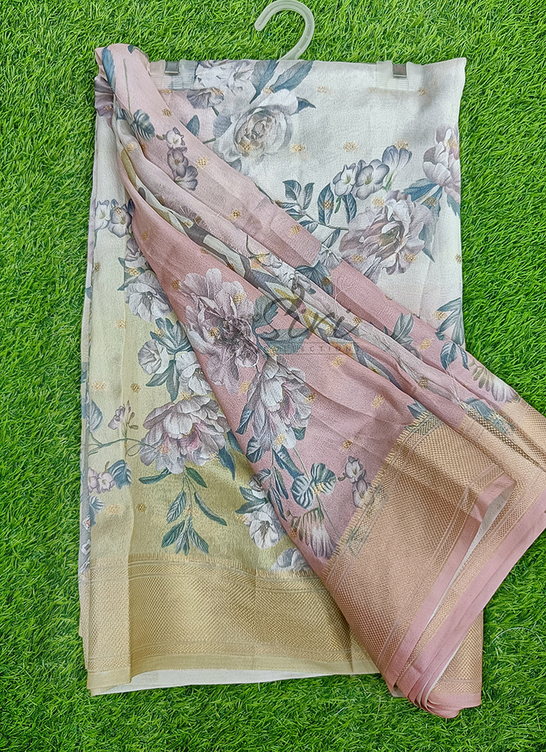 Lovely Digital Print Moss Georgette Saree