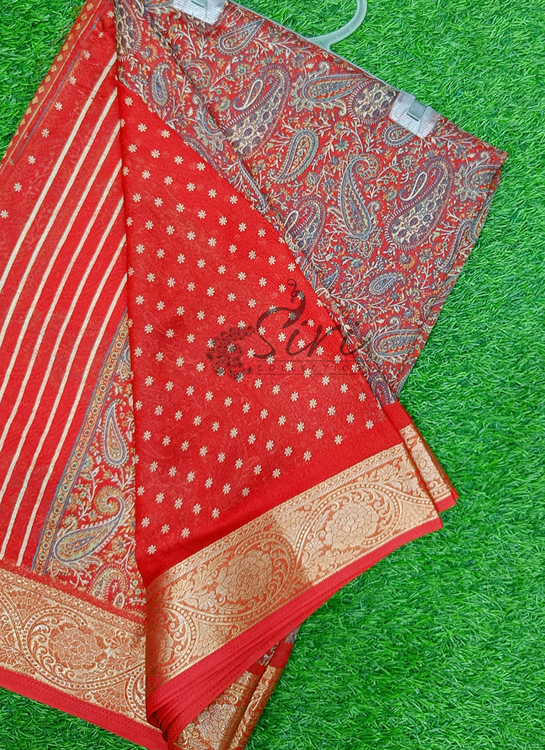 Beautiful Printed Moss Georgette Saree