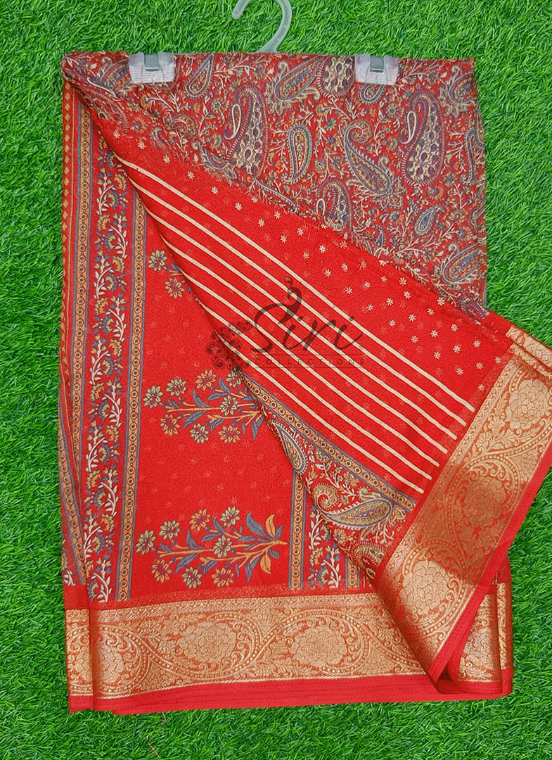 Beautiful Printed Moss Georgette Saree