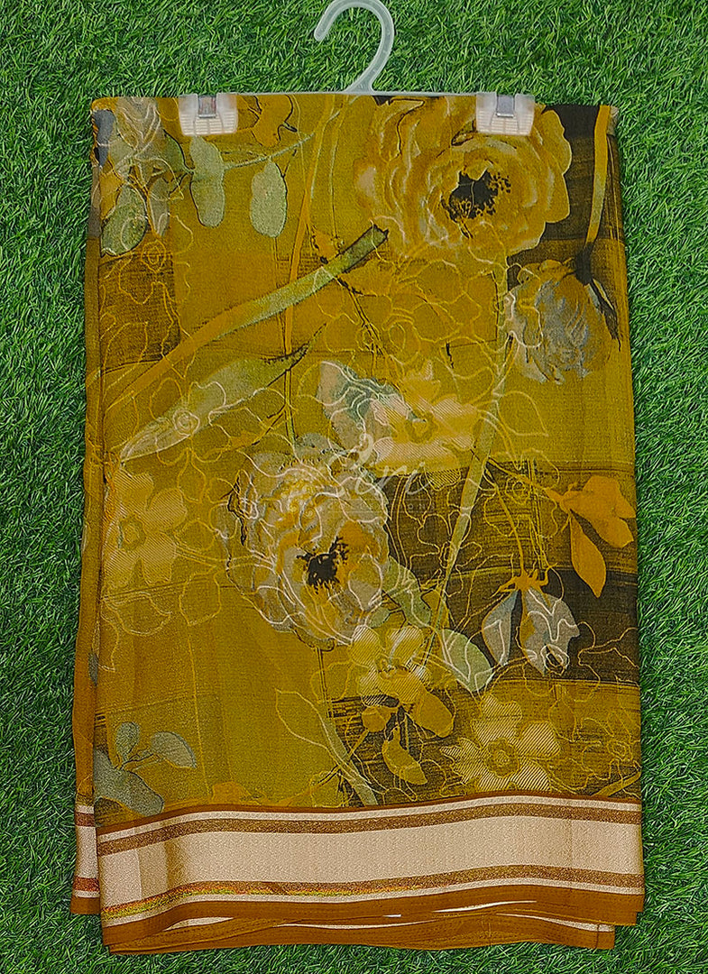 Beautiful Printed Moss Georgette Saree with Blouse