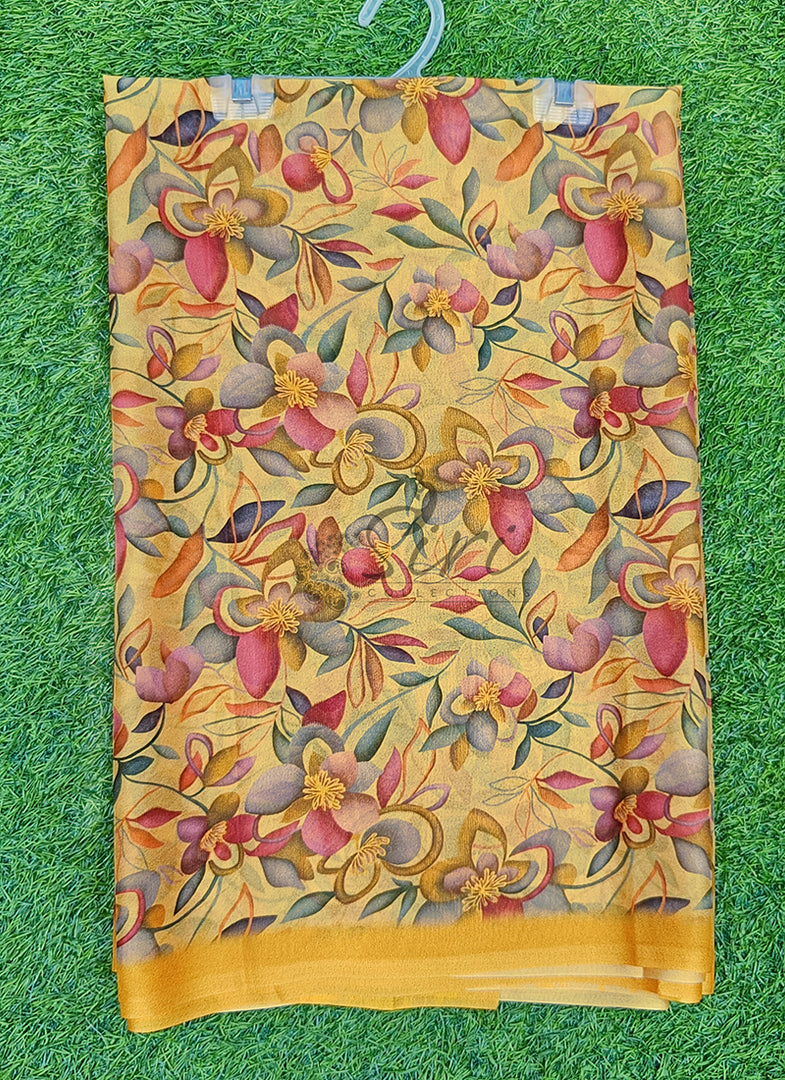 Latest Digital Print Crepe Georgette Saree