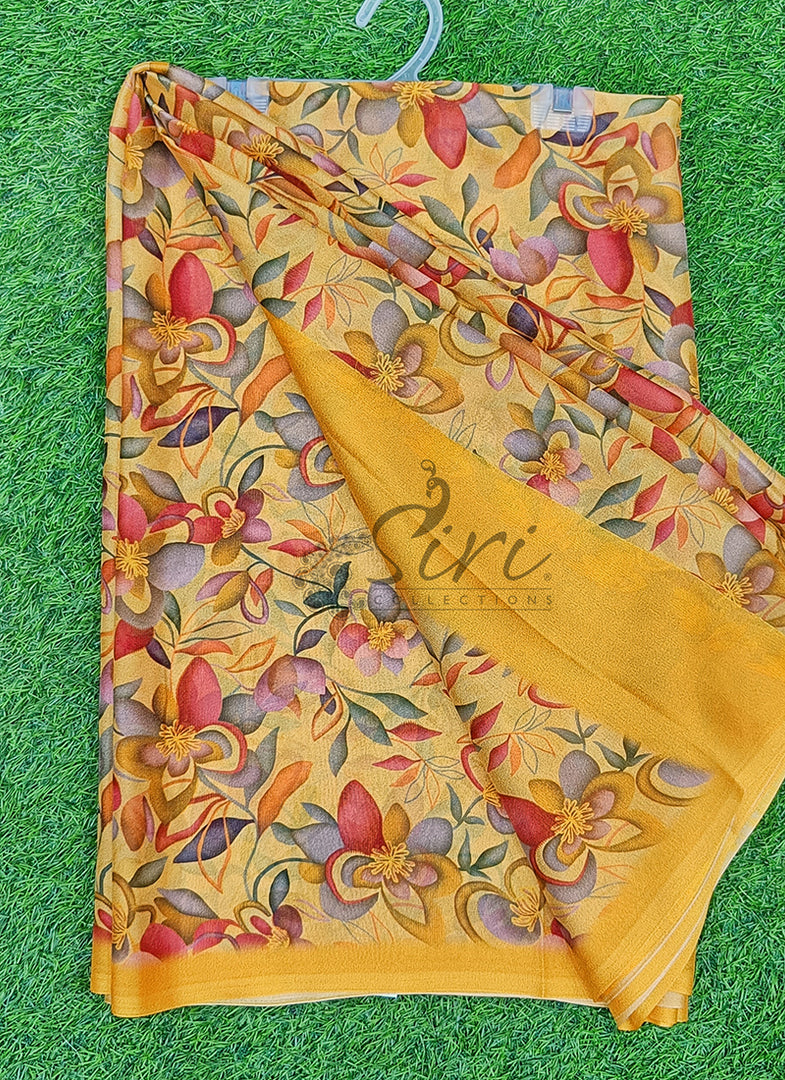 Latest Digital Print Crepe Georgette Saree