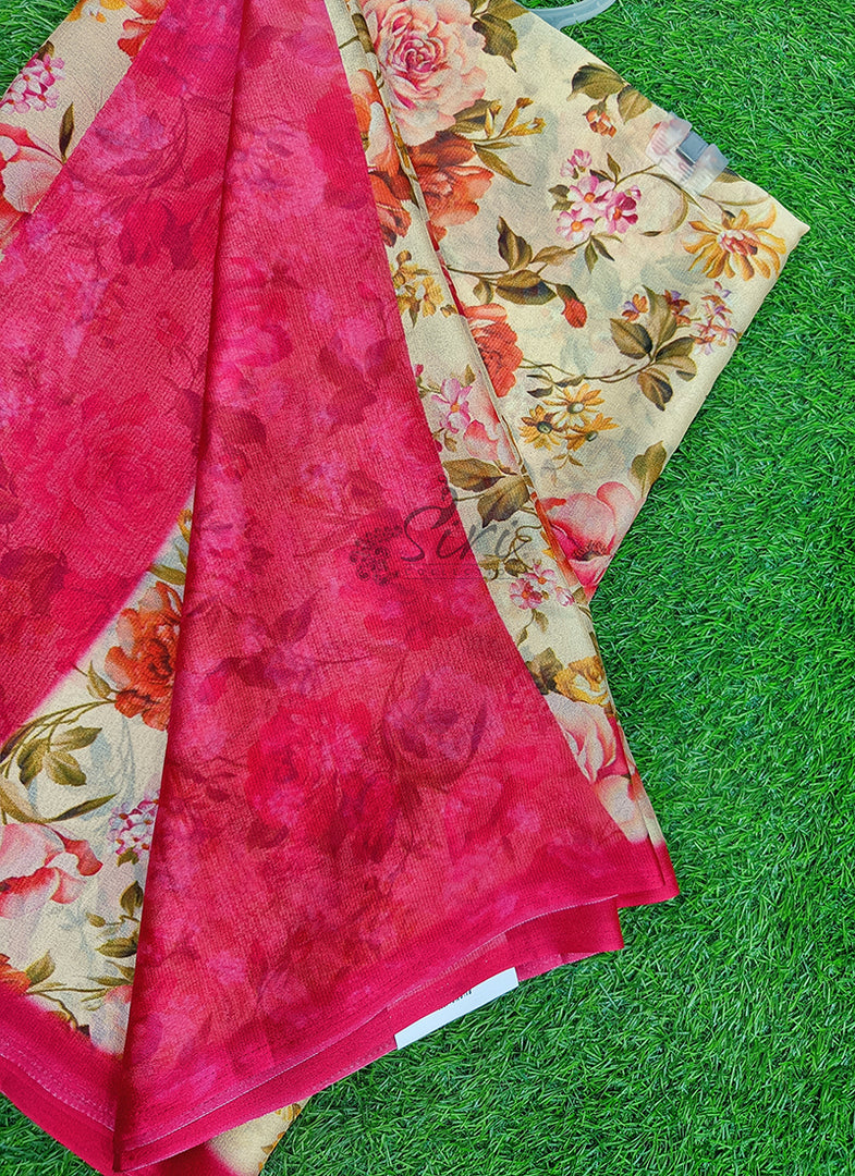 Latest Digital Print Crepe Georgette Saree