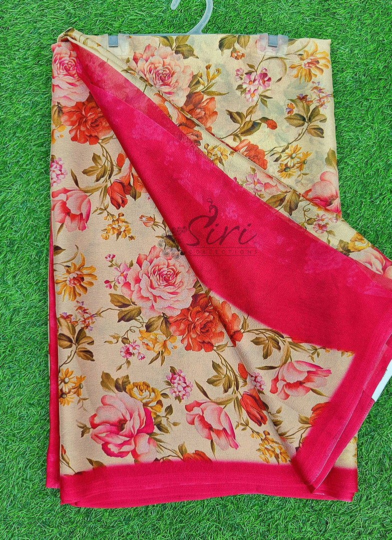 Latest Digital Print Crepe Georgette Saree