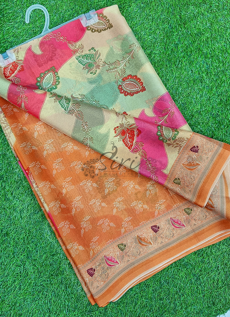 Latest Digital Print Crepe Georgette Saree