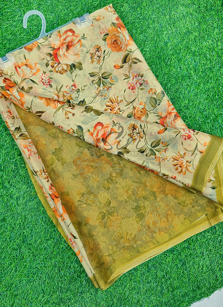 Latest Digital Print Crepe Georgette Saree