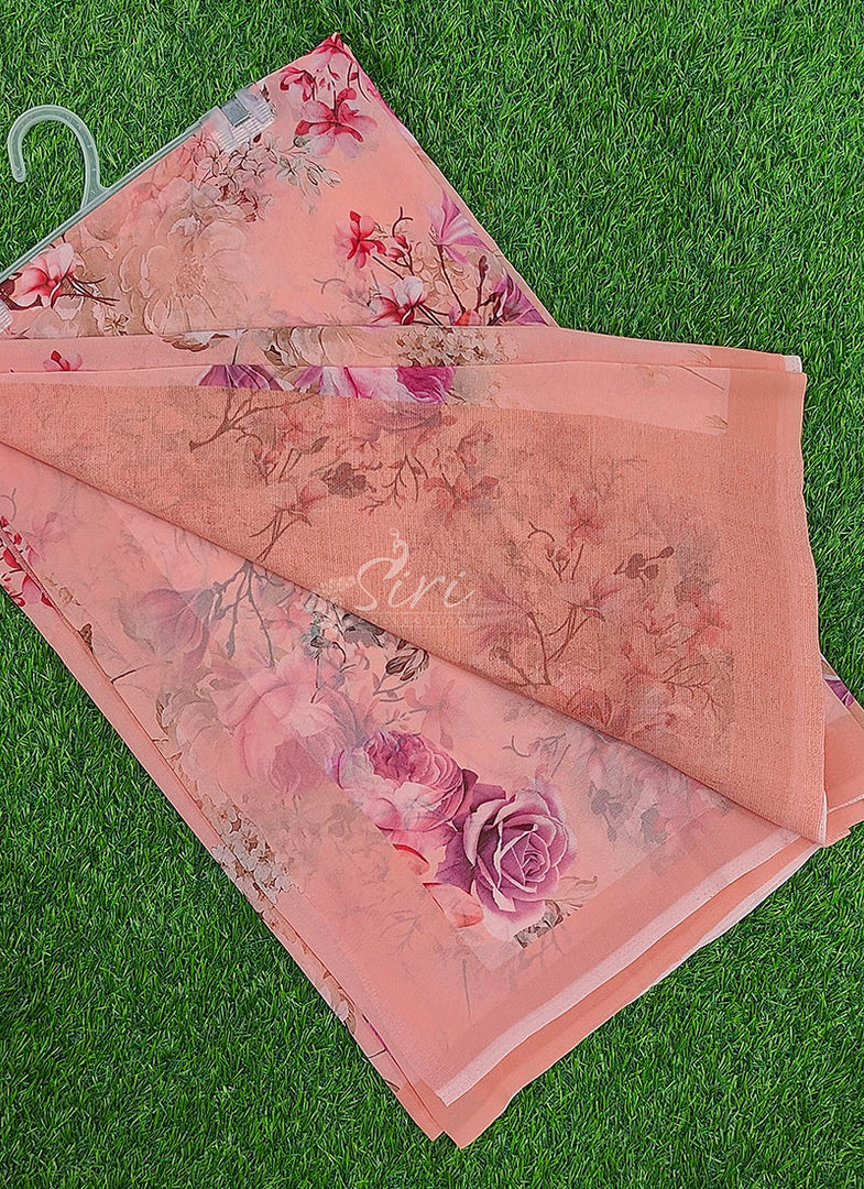 Premium Digital Print Crepe Georgette Saree with Blouse