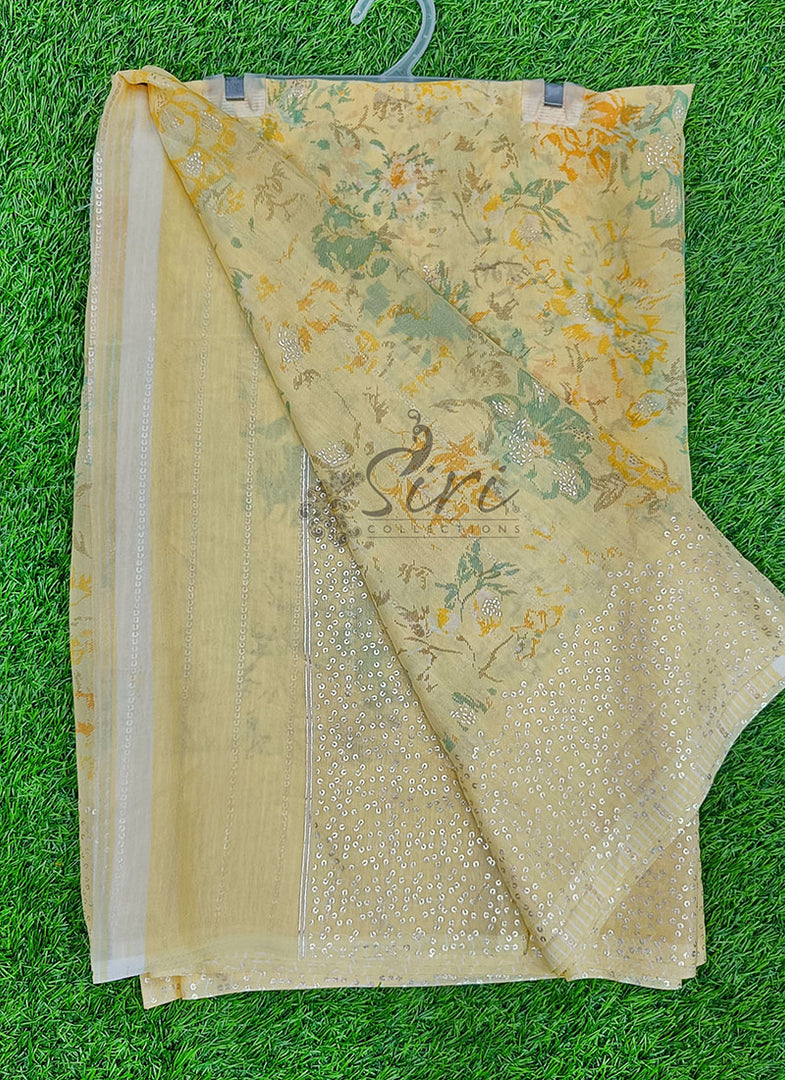 Lovely Pastel Shade Georgette Saree in Foil Print