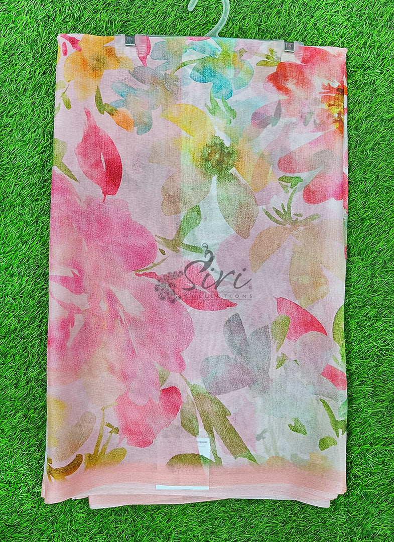 Latest Digital Print Crepe Georgette Saree