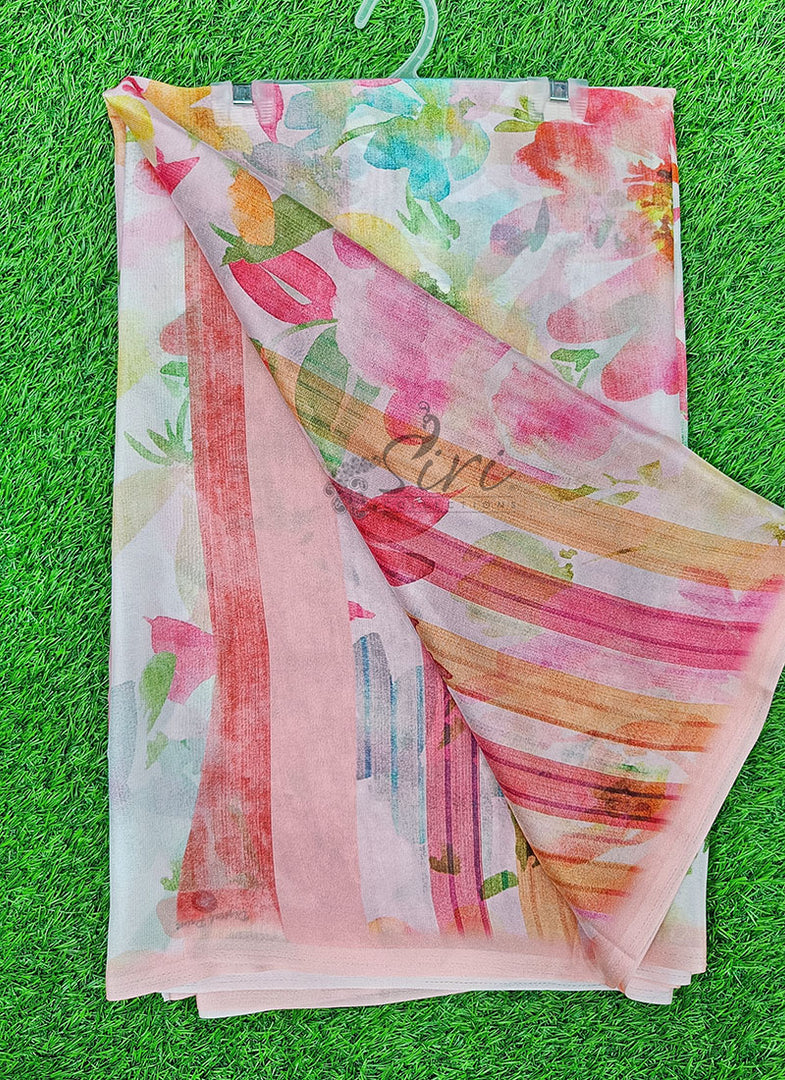 Latest Digital Print Crepe Georgette Saree