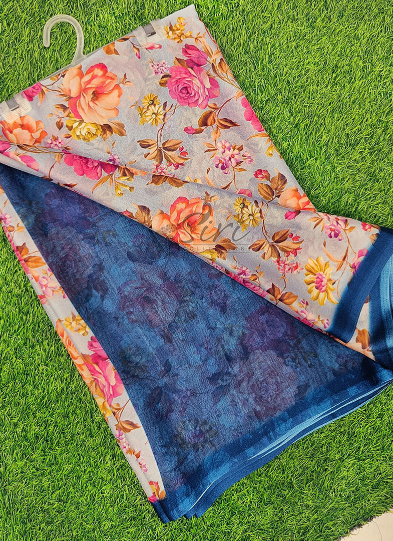 Latest Digital Print Crepe Georgette Saree