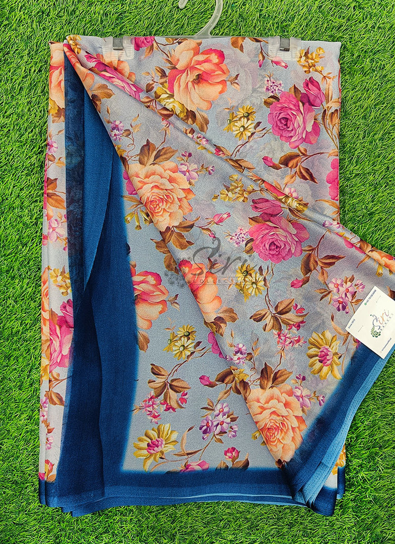 Latest Digital Print Crepe Georgette Saree