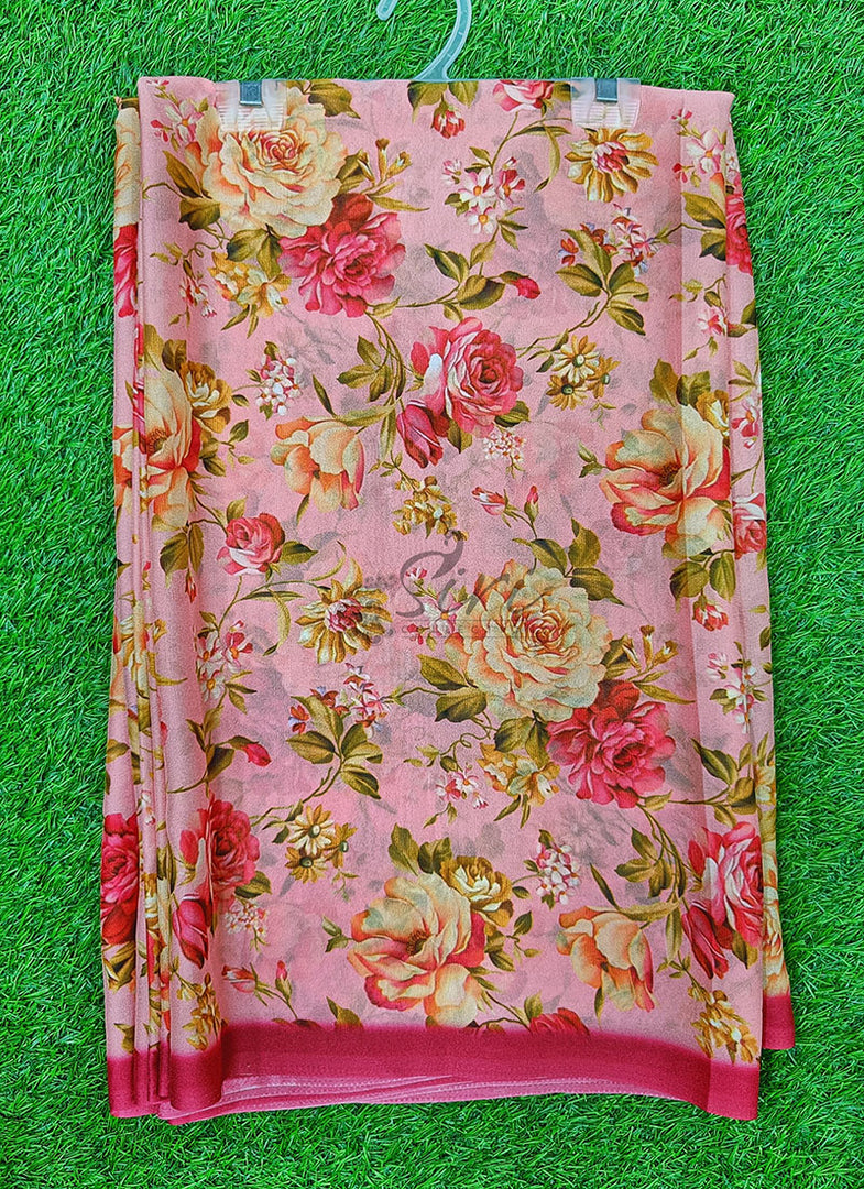 Latest Digital Print Crepe Georgette Saree