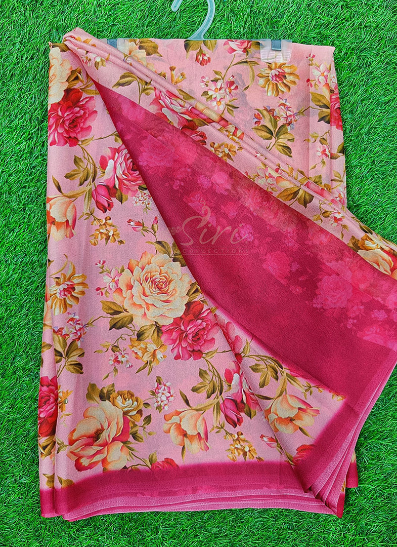 Latest Digital Print Crepe Georgette Saree