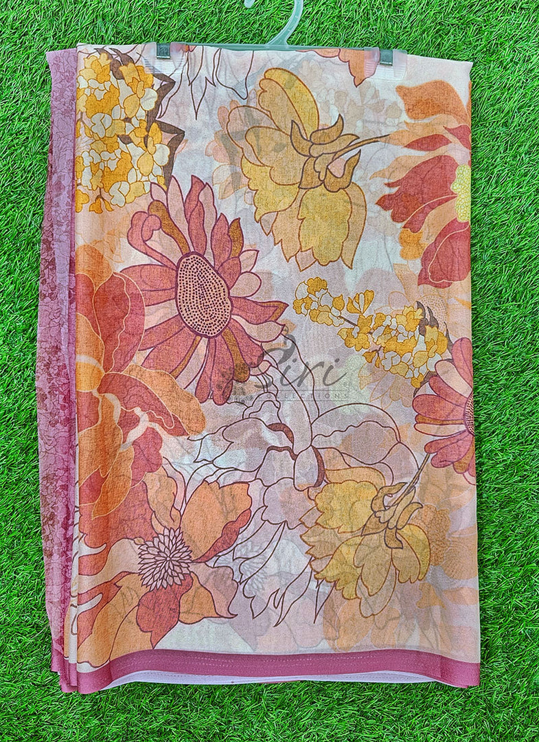 Latest Digital Print Crepe Georgette Saree