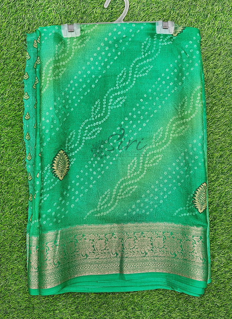 Shaded Soft Moss Georgette Saree in Self Design