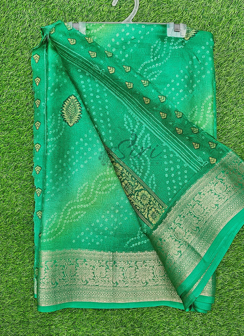 Shaded Soft Moss Georgette Saree in Self Design
