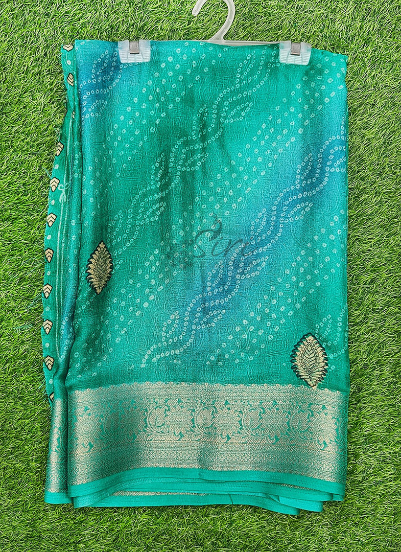 Shaded Soft Moss Georgette Saree in Self Design