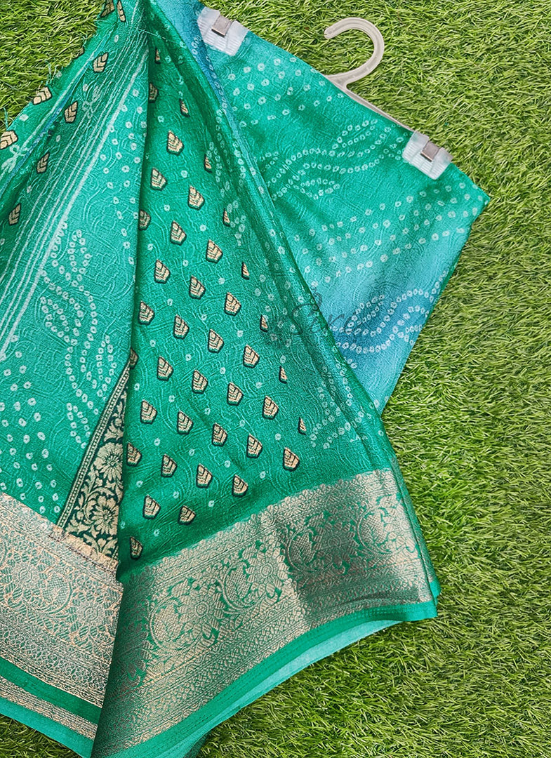 Shaded Soft Moss Georgette Saree in Self Design