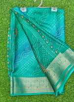 Load image into Gallery viewer, Shaded Soft Moss Georgette Saree in Self Design