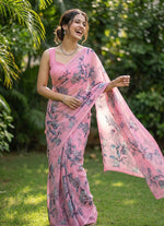 Load image into Gallery viewer, Siri Collections Beautiful Digital Print Floral Georgette Saree
