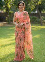Load image into Gallery viewer, Siri Collections Beautiful Digital Print Floral Georgette Saree