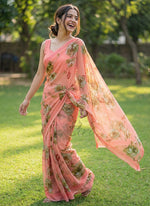 Load image into Gallery viewer, Siri Collections Beautiful Digital Print Floral Georgette Saree
