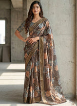 Load image into Gallery viewer, Beautiful Printed Brasso Saree