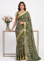 Load image into Gallery viewer, Beautiful Printed Moss Georgette Saree
