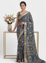 Load image into Gallery viewer, Beautiful Printed Moss Georgette Saree